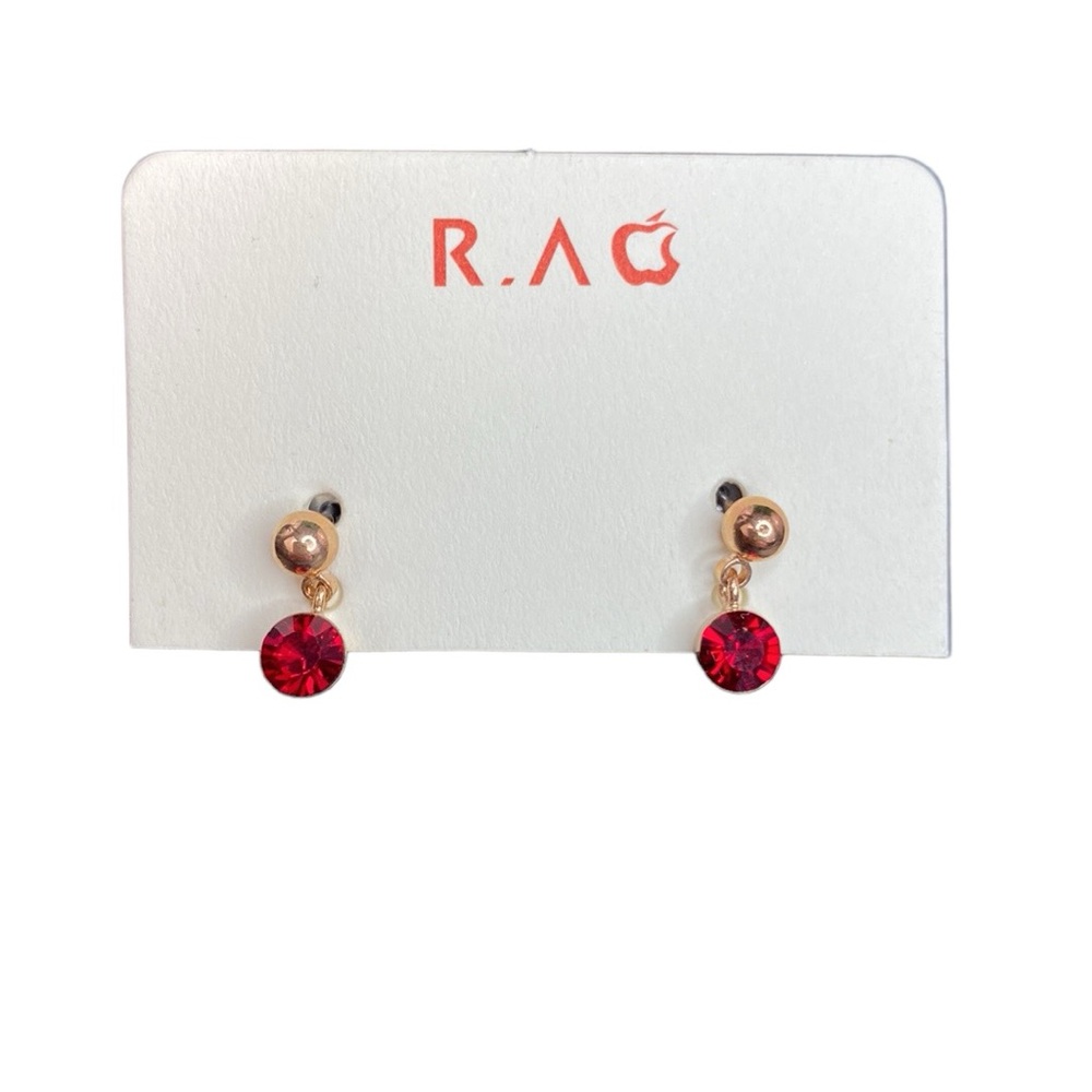 Sparkly Red and Rose Gold Tone Dangly Stud Earrings - Picture 8 of 10